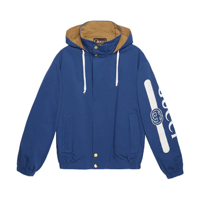 GUCCI Logo Print Reversible Jacket Blue 618902-ZAEOM-4207