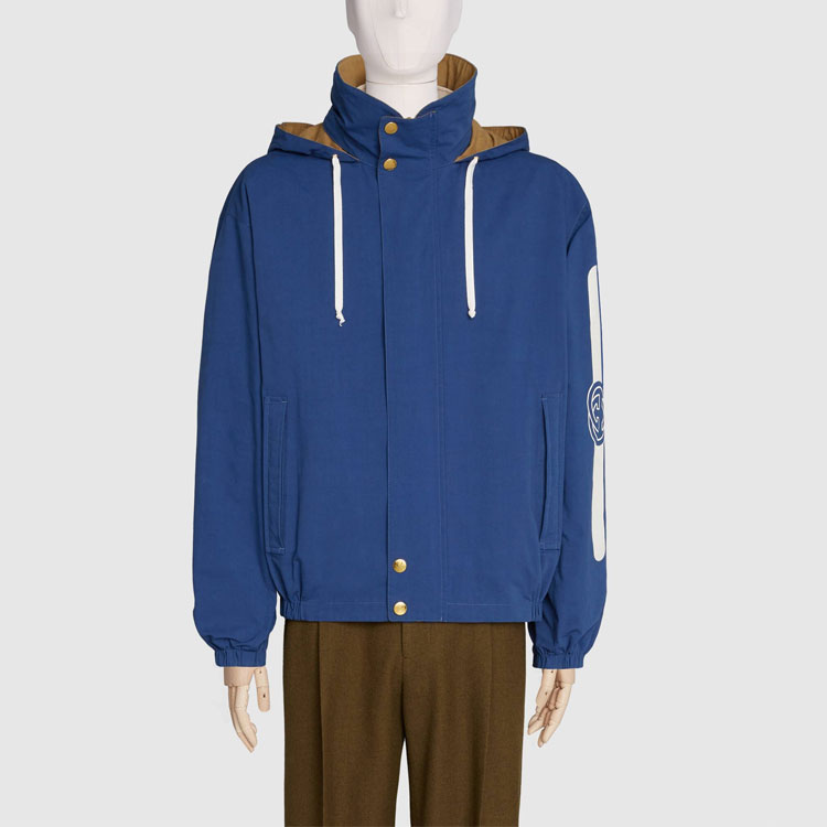GUCCI Logo Print Reversible Jacket Blue 618902-ZAEOM-4207 圖 4