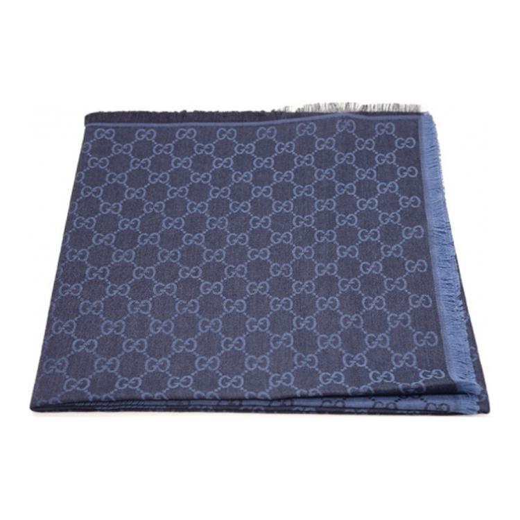 GUCCI Logo Print Shawl Unisex Couple Style - Navy/Black. 281942-3G704-4160