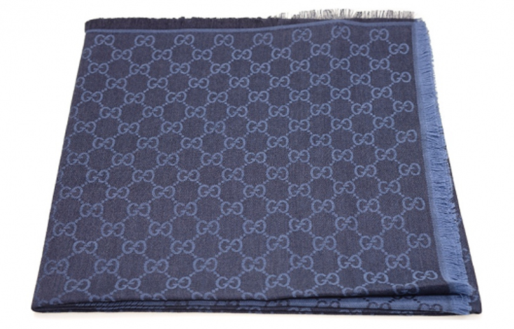 GUCCI Logo Print Shawl Unisex Couple Style - Navy/Black. 281942-3G704-4160 圖 2