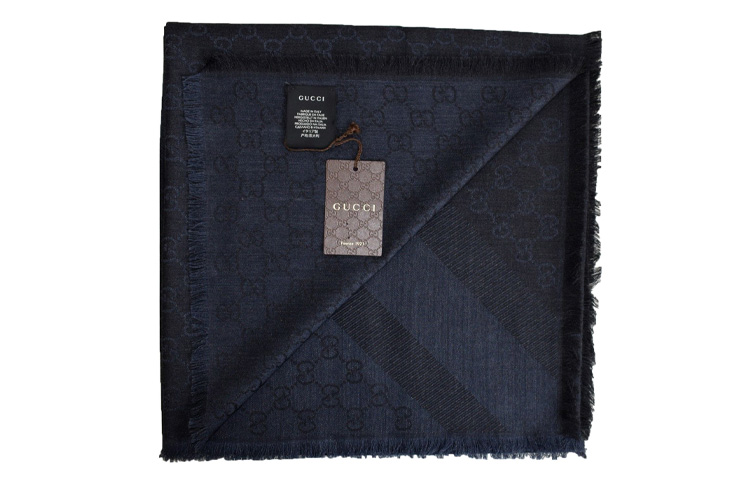 GUCCI Logo Print Shawl Unisex Couple Style - Navy/Black. 281942-3G704-4160 圖 3