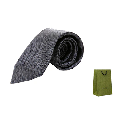 GUCCI Logo Print Silk Tie for Men - Grey 408865-4E002-1263