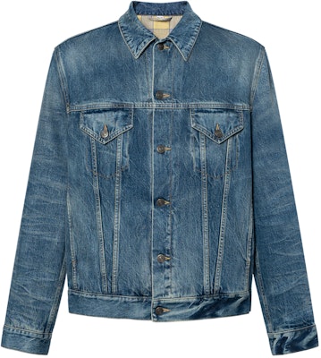 Gucci Logo Print Single-Breasted Denim Jacket in Blue for Men 507179-XR977-4271 Buy Gucci Logo Print Single-Breasted Denim Jacket in Blue for Men 507179-XR977-4271