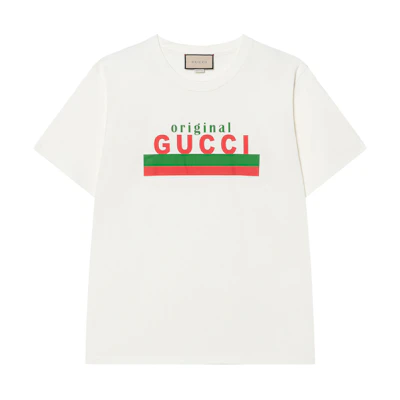 Gucci Logo Print T-Shirt Ivory White 616036-XJCOQ-9095