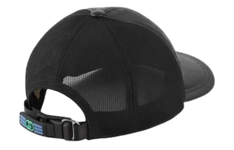 Shop 구찌 로고 프린트 폴리에스터 블랙 남성용 야구 모자 7804934HA8M1060