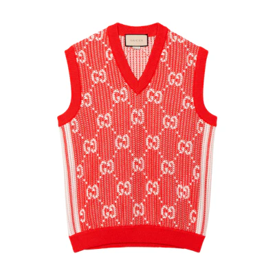 Gucci Logo Printed Sleeveless Vest Red 752543XKDF86367