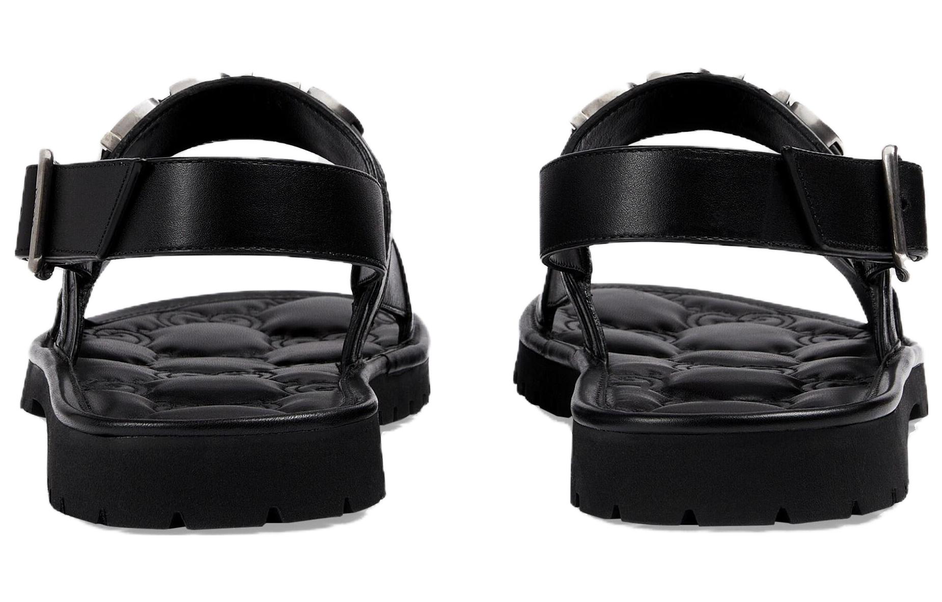 Shop 古驰黑色橡胶GG拖鞋 744977-DTN00-1000