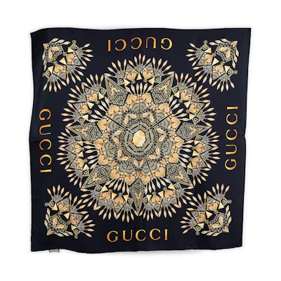 GUCCI Logo Scarf Unisex Couple Style Black. 729874-3G001-1000