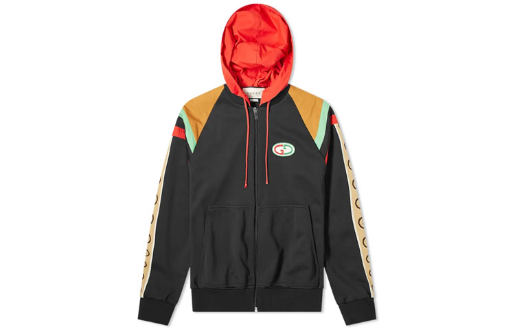 Gucci Logo Side Patch Double G Buckle Hooded Jacket Multicolor 625338-XJCNQ-1082