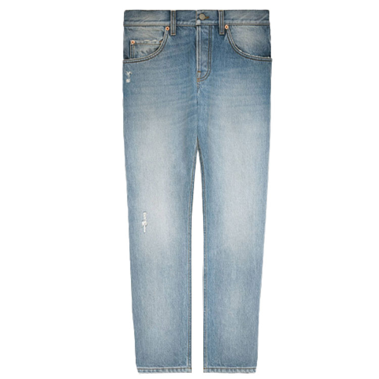 Buy グッチ ロゴ ストレートジーンズ ライトブルー メンズ 408637-XDBK7-4009