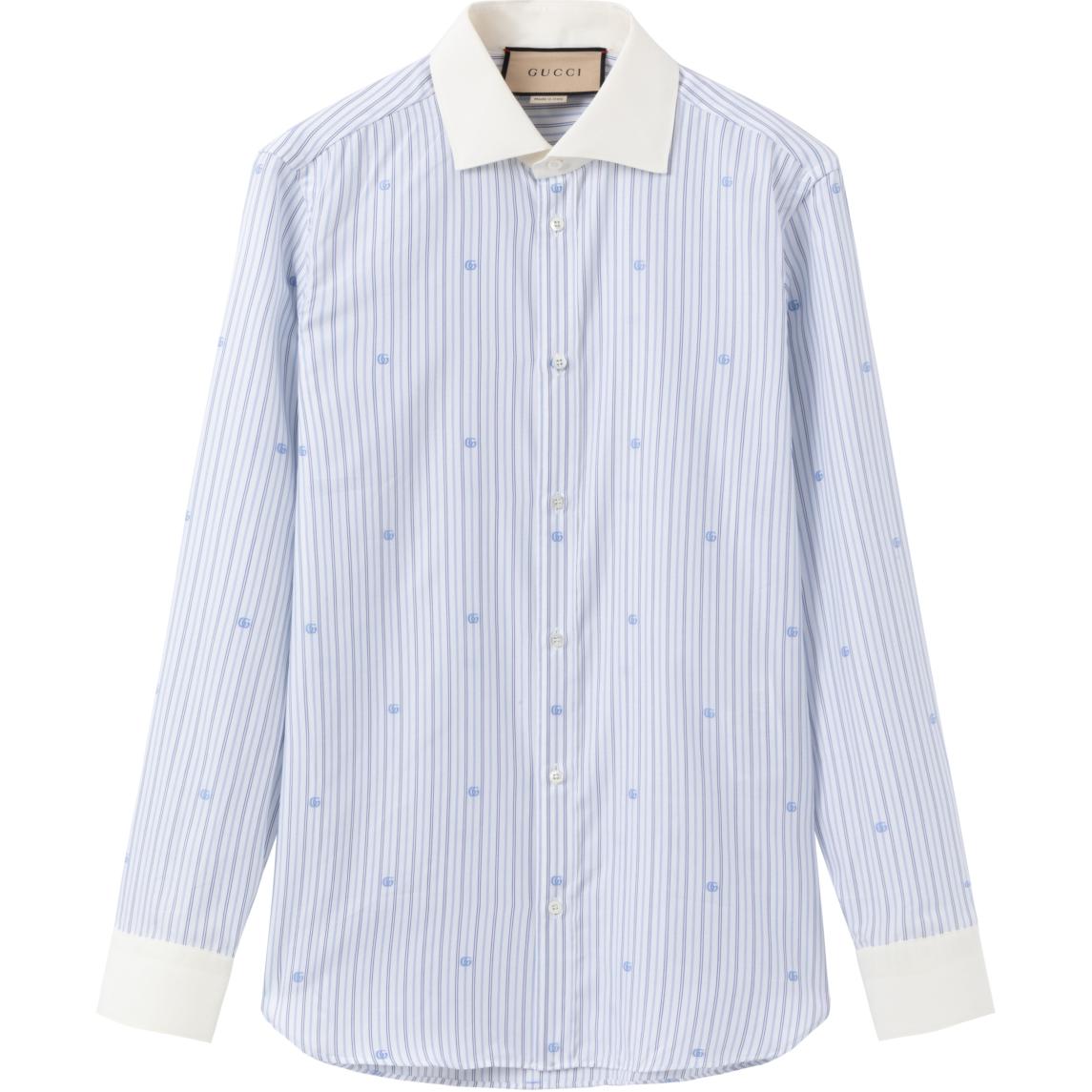 Gucci Logo Stripe Button-Up Shirt Light Blue 694240-ZAJB2-9192