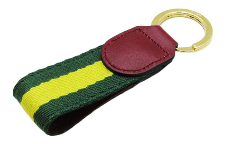 Lookbook GUCCI Logo Stripe Canvas Keychain Unisex Couple Style Green. 523161-HE26G-3393