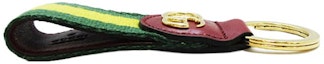 Shop GUCCI Logo Stripe Canvas Keychain Unisex Couple Style Green. 523161-HE26G-3393