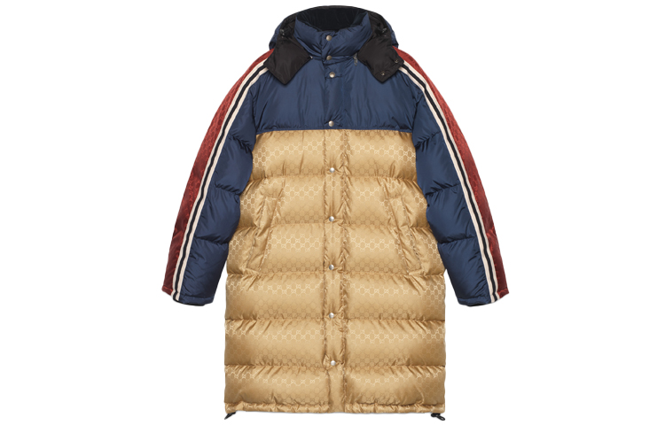 Gucci Logo Stripe Hooded Down Jacket Beige 590744-Z8AFD-4348