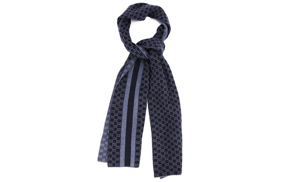 GUCCI Logo Stripe Woolen Scarf Unisex Couple's Style 438253-3G206-4768 圖 2