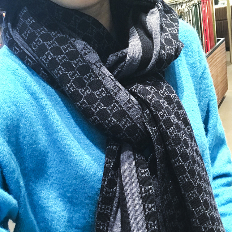 GUCCI Logo Stripe Woolen Scarf Unisex Couple's Style 438253-3G206-4768 圖 6