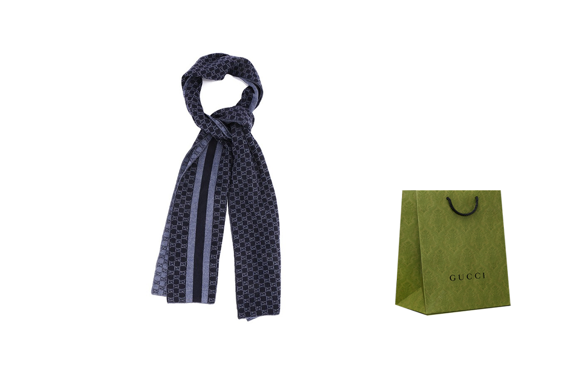 GUCCI Logo Stripe Woolen Scarf Unisex Couple's Style 438253-3G206-4768 圖 7