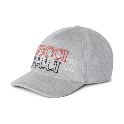 GUCCI Logo Viscose Baseball Cap Unisex Couple Style Grey 7885484HA9W