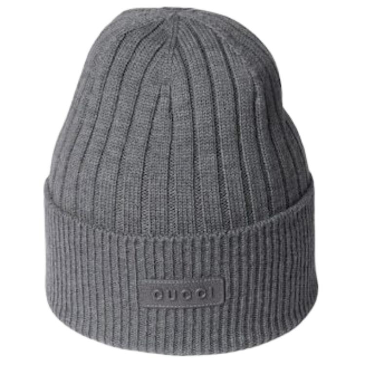 GUCCI Logo Wool Beanie Unisex Couple Style - Grey 8113444G2001200