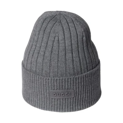GUCCI Logo Wool Beanie Unisex Couple Style - Grey 8113444G2001200
