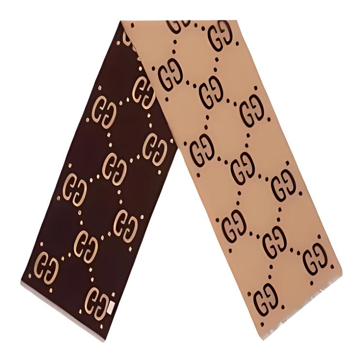 GUCCI Logo Wool Scarf Unisex Couple Design Brown 4955924G350