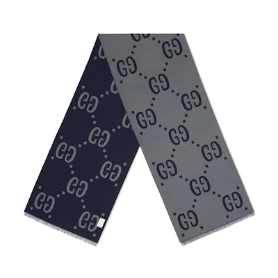 GUCCI Logo Wool Scarf Unisex Couple Style - Grey. 4955924G3504063