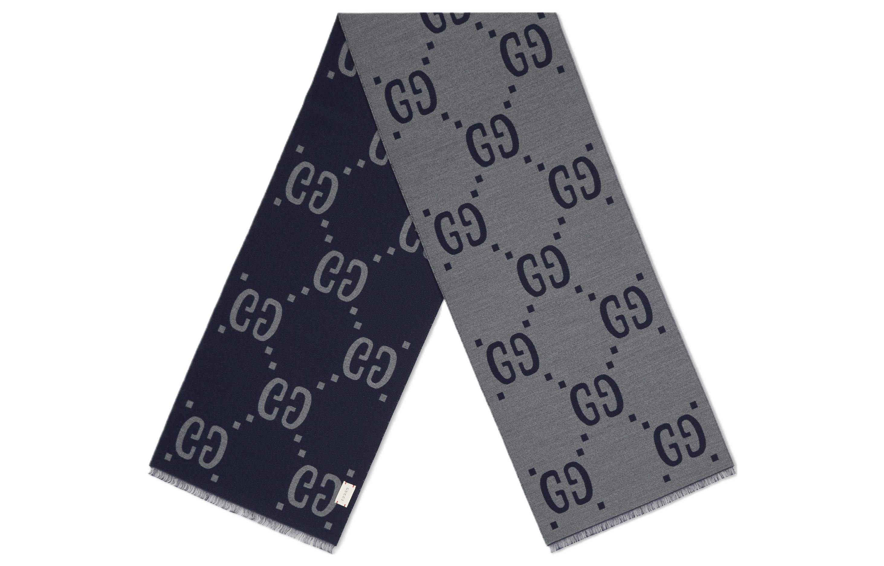 GUCCI Logo Wool Scarf Unisex Couple Style - Grey. 4955924G3504063 圖 2