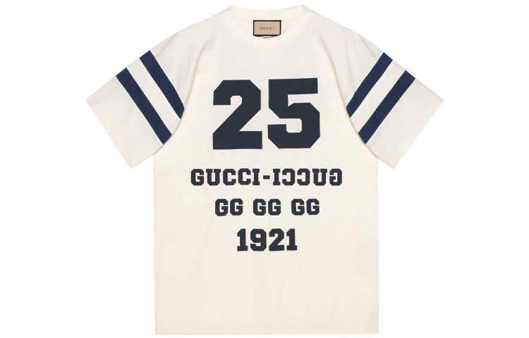 Gucci Loose Fit Alphabet Stripe Pattern White T-Shirt 655459-XJDOY-9095