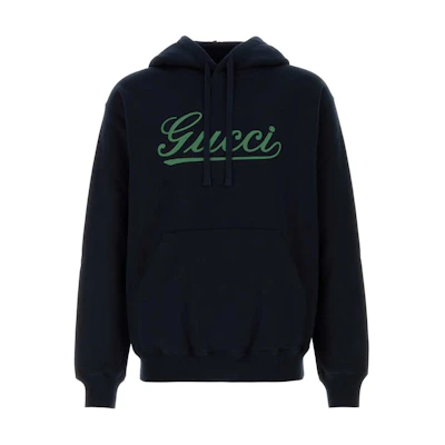 Gucci Loose Fit Letter Print Hoodie in Dark Blue 788771-XJGQK-4215