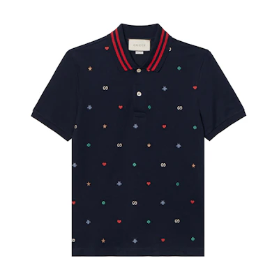 Gucci Loose Fit Navy Striped Short Sleeve Polo Shirt 574085-XJBAA-4437