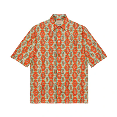 Gucci Loose Logo Print Short Sleeve Shirt Bright Orange 653979-ZAGQ1-7192