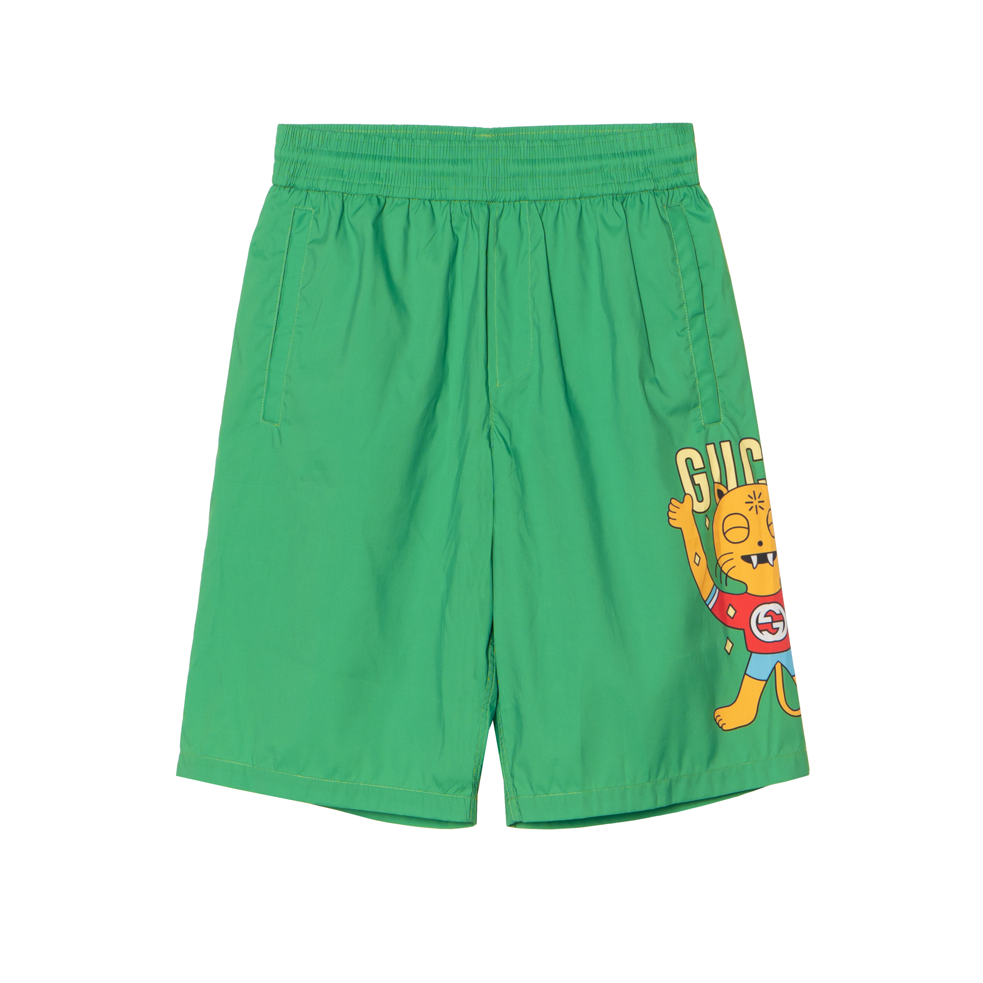 Gucci Love Parade Cartoon Graphic Green Relaxed Shorts 703549-XHAGA-3184