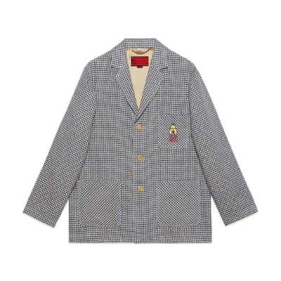 Gucci Love Parade Cartoon Print Checkered Jacket Grey 694183-ZAJTT-9174
