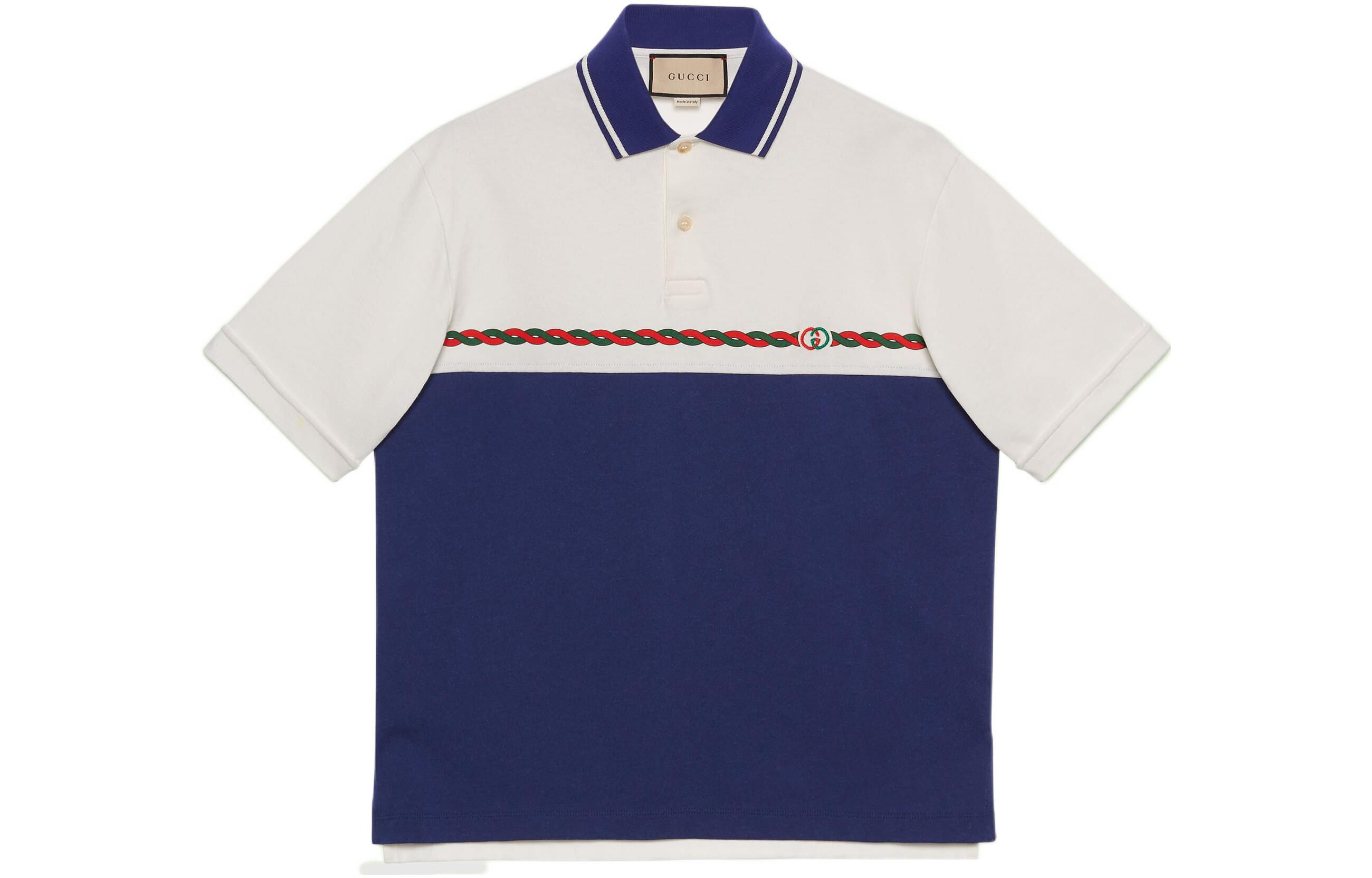 Gucci Love Parade FW22 Blue Colorblock Double G Knit Polo Shirt for Men 692143-XJD7E-9219