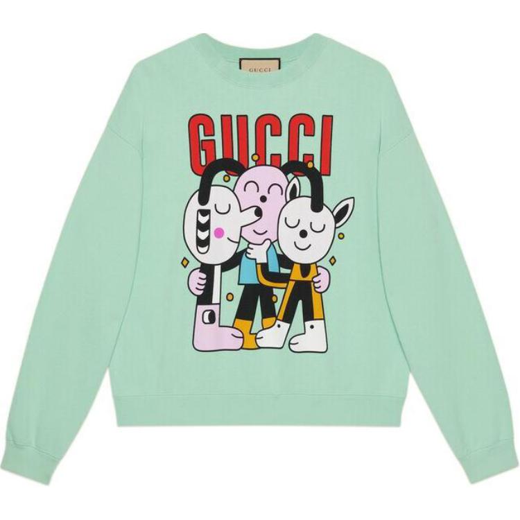 Gucci Love Parade FW22 Green Cartoon Print Loose Fit Sweatshirt Men 700119-XJEIS-3735