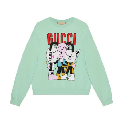 Gucci Love Parade FW22 Green Cartoon Print Loose Fit Sweatshirt Men 700119-XJEIS-3735