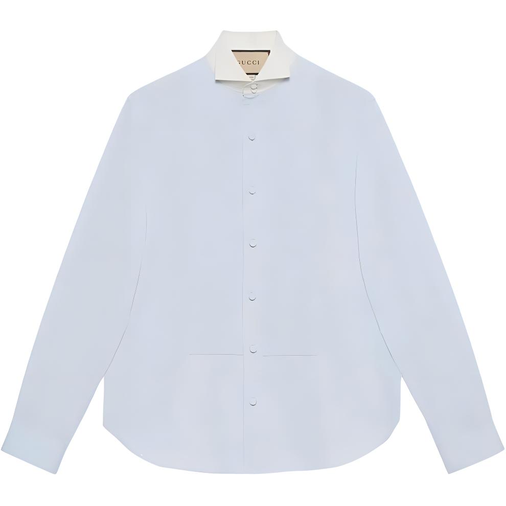 Gucci Love Parade FW22 Light Blue Casual Cotton Long Sleeve Shirt 685979-ZAJFM-4375