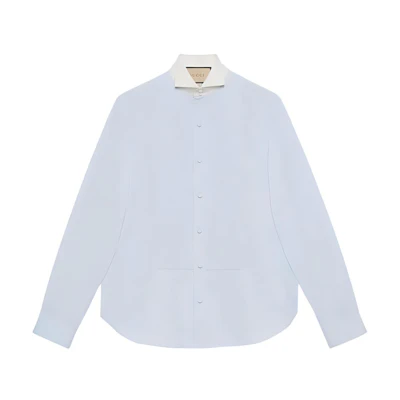Gucci Love Parade FW22 Light Blue Casual Cotton Long Sleeve Shirt 685979-ZAJFM-4375