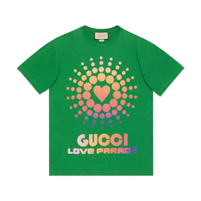 Gucci Love Parade Green Alphabet Print Crewneck T-Shirt 548334-XJEQR-3129