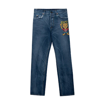 Gucci Love Parade SS22 Blue Straight-Leg Jeans with Appliques 697047-XDB09-4759