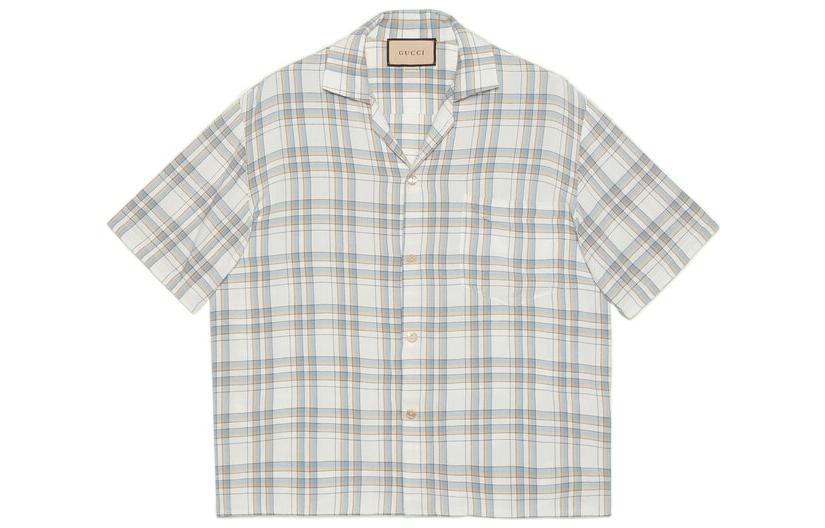 GUCCI Love Parade SS22 Checkered Short Sleeve Shirt Ivory White (). 685946-ZAIKH-9738