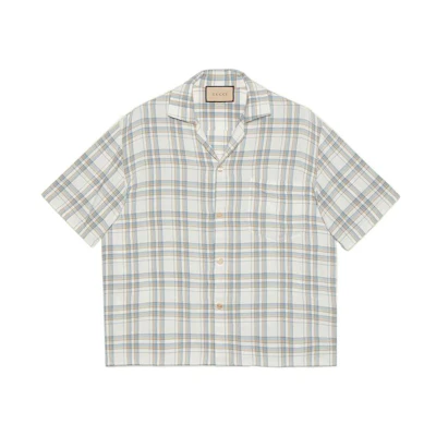 GUCCI Love Parade SS22 Checkered Short Sleeve Shirt Ivory White (). 685946-ZAIKH-9738