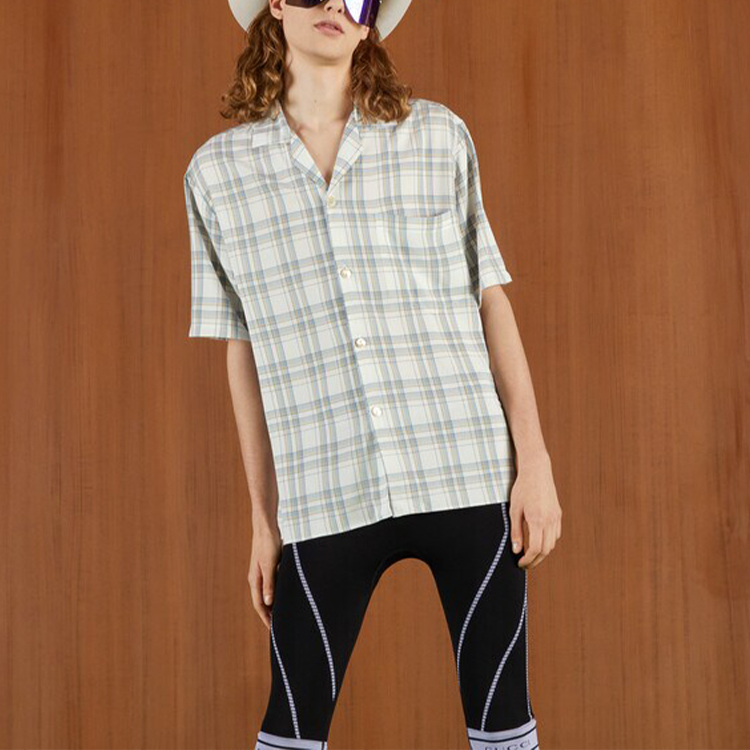 Purchase GUCCI Love Parade SS22 Camisa Cuadros Manga Corta Blanco Marfil (). 685946-ZAIKH-9738