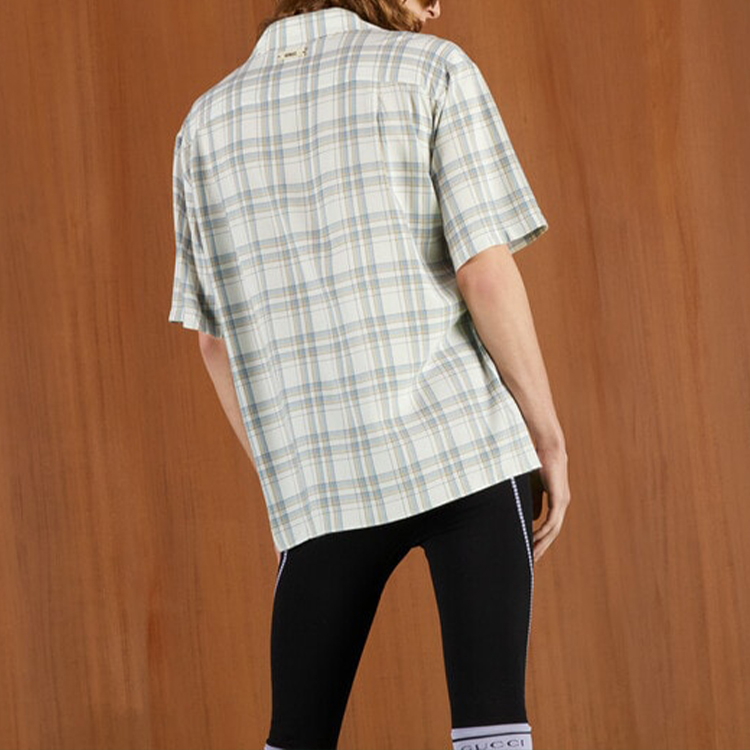 Details for GUCCI Love Parade SS22 Camisa Cuadros Manga Corta Blanco Marfil (). 685946-ZAIKH-9738