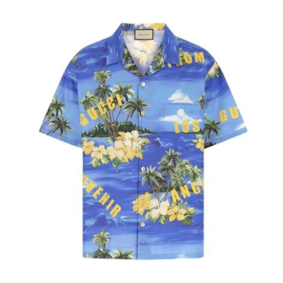 Gucci Love Parade SS22 Coconut Print Bowling Shirt Blue 694125-ZAJSR-4464
