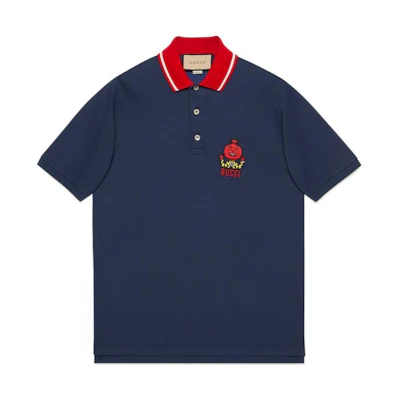 Gucci Love Parade SS22 Embroidered Color Block Polo Shirt Men Navy 700272-XJEMS-4795