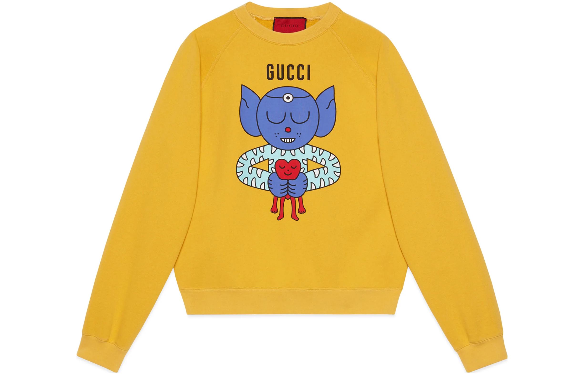 Gucci Love Parade Yellow Cartoon Graphic Print Crewneck Sweatshirt - 700121-XJEIW-7219