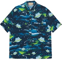 Gucci Lovelight Abstract Print Blue Short Sleeve Sun Shirt 694143-ZAJAT-4606 Gucci Lovelight Abstract Print Blue Short Sleeve Sun Shirt 694143-ZAJAT-4606