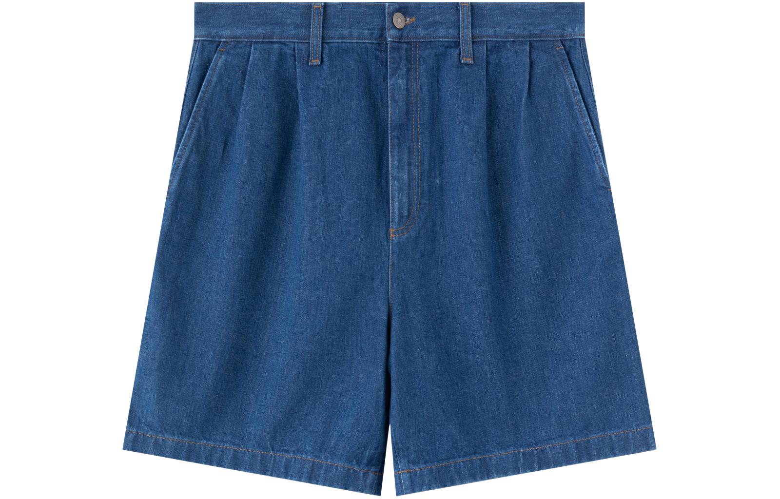 Gucci Lovelight Blue Denim Logo Embroidered Button Shorts for Men 710059-XDB3X-4447