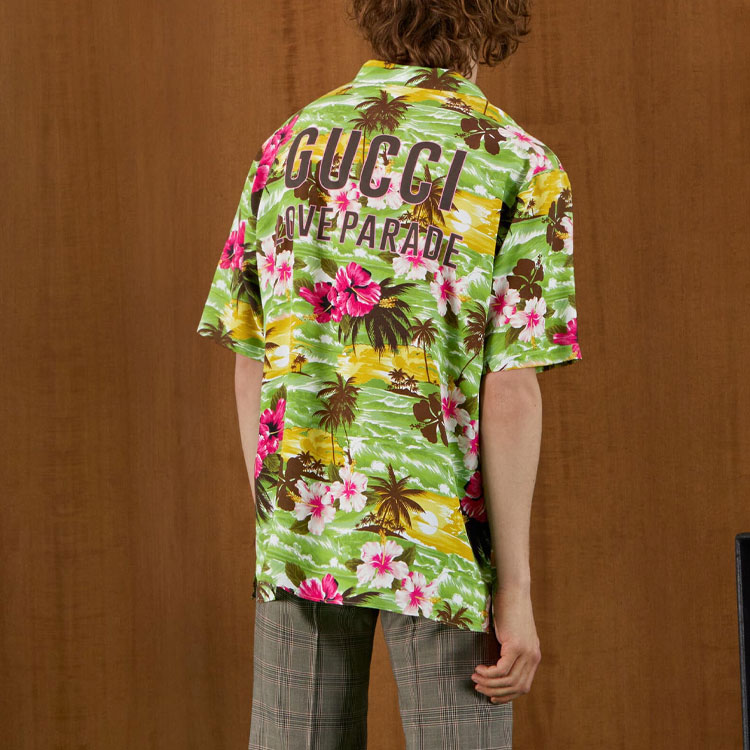 GUCCI Lovelight FW22 Floral Print Short Sleeve Shirt Green 694124-ZAJST-3824 圖 5